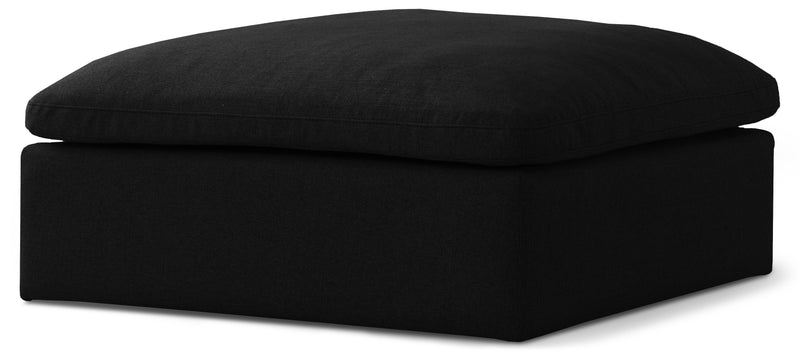 Serene Linen Textured Fabric Deluxe Comfort Ottoman