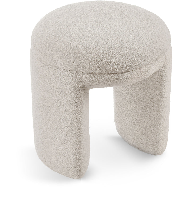 Bowen Faux Shearling Teddy Fabric Ottoman / Stool