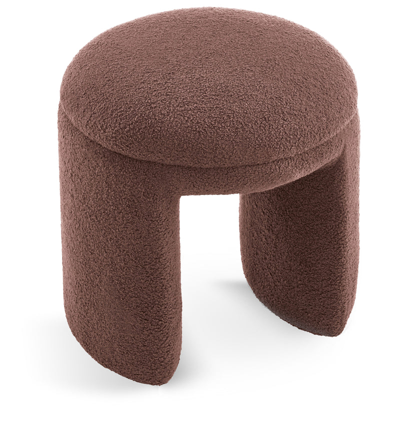 Bowen Faux Shearling Teddy Fabric Ottoman / Stool