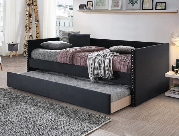 5321BK-SET SADIE BLACK VELVET DAYBED